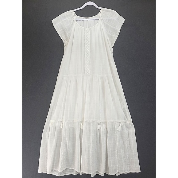 Kate And Sam Dresses & Skirts - Kate And Sam Ladies Flowy Boho Dress Size M Off White With Tassels Beachy Coast